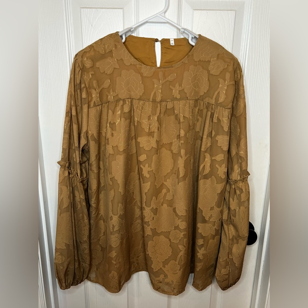 Jane blouse size 2X. 100% polyester. Golden tan in color. Worn once.